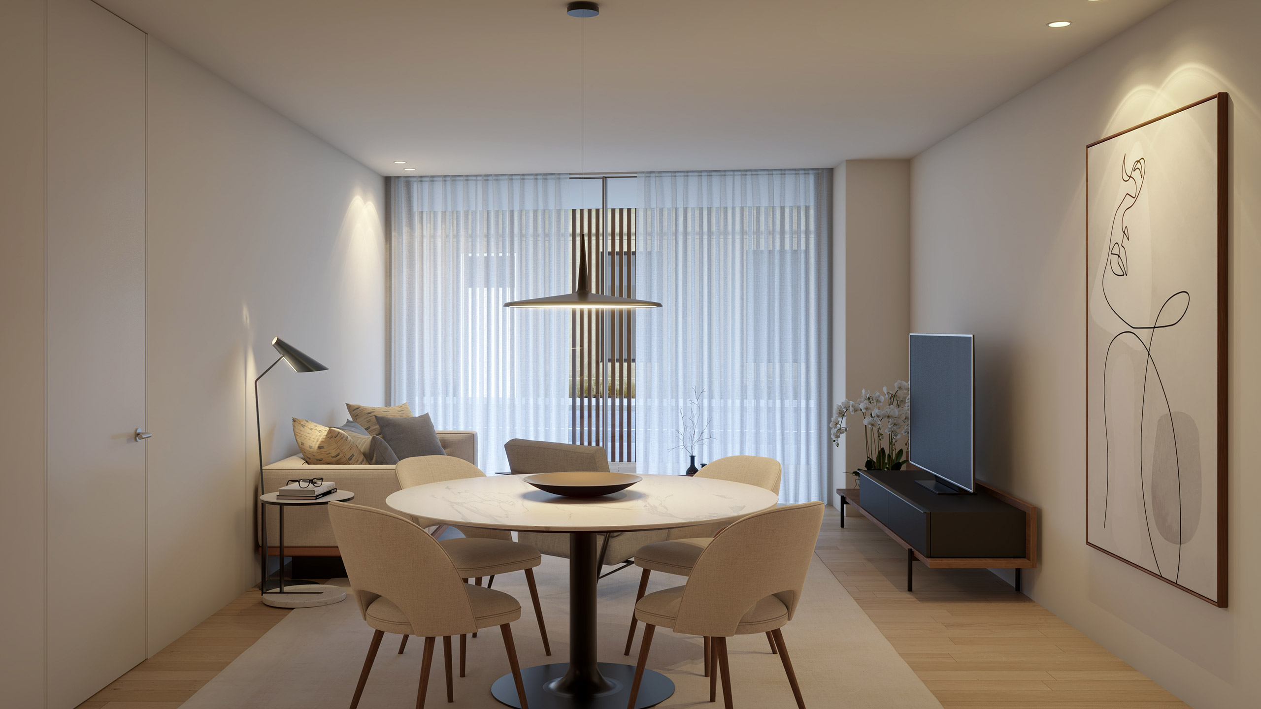 Interior de apartamento no empreendimento Prestige Living, no Porto