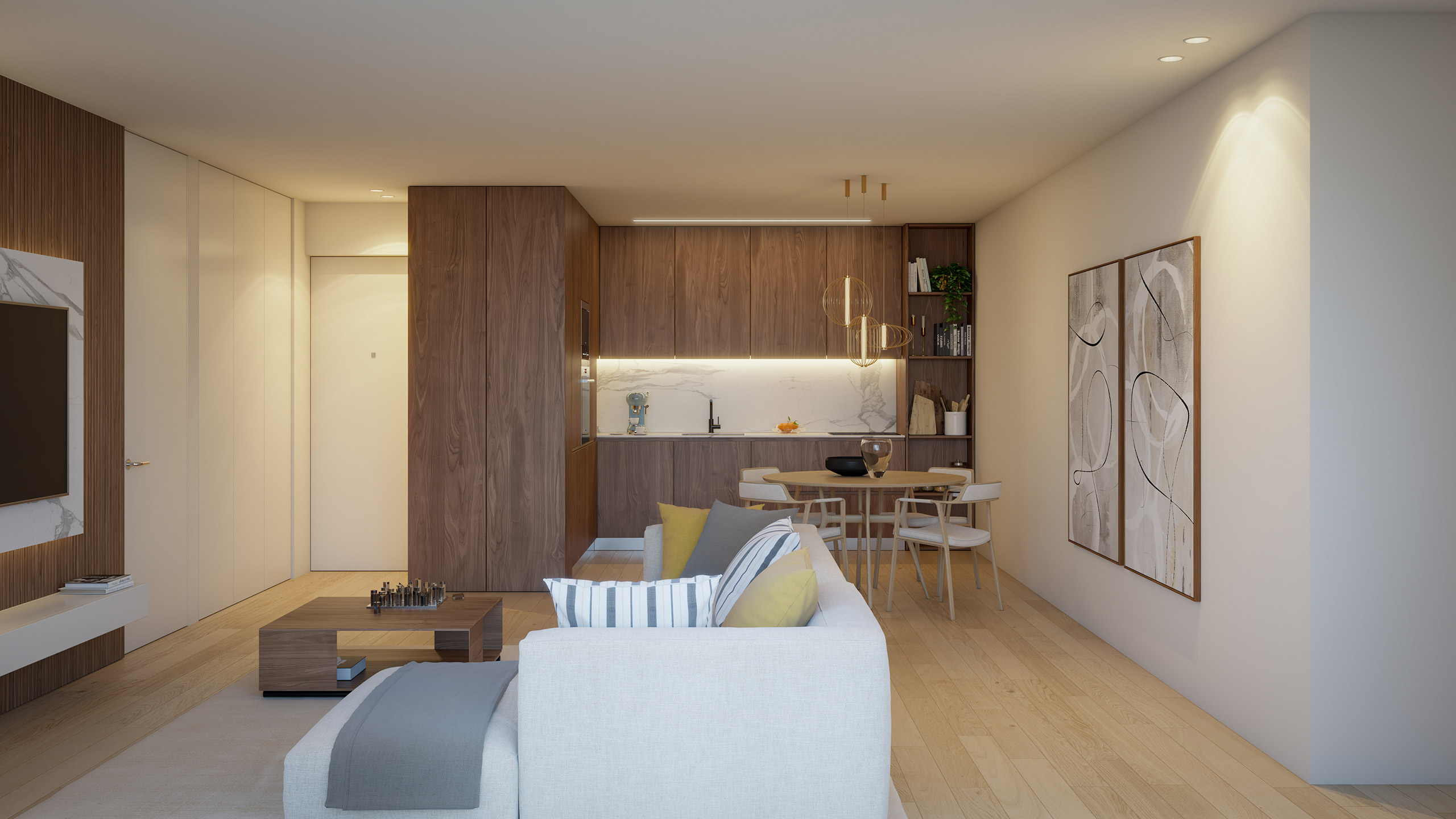 Interior de apartamento no empreendimento Prestige Living, no Porto